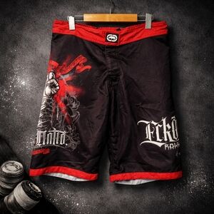Ecko Unltd MMA Board Shorts Black Red Graphic Fight Shorts Size 30
